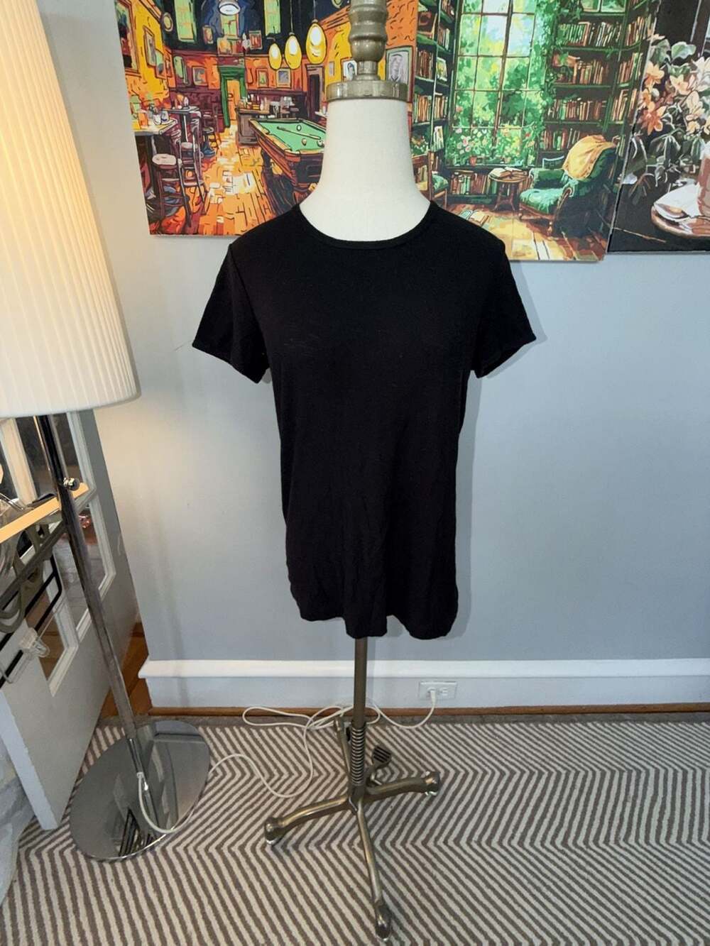James Perse Standard Black Short Sleeve Crewneck T-Shirt Size 2